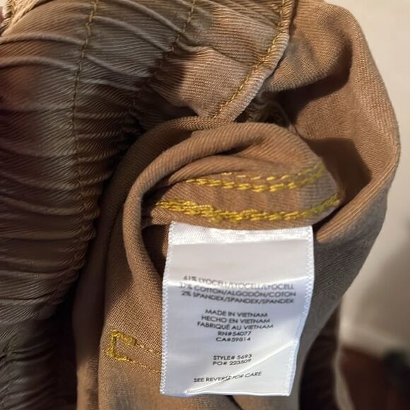 Cabi Brown Discovery Trouser Utility Front Tie Elastic Waist Cropped Pants Boho - Picture 14 of 15